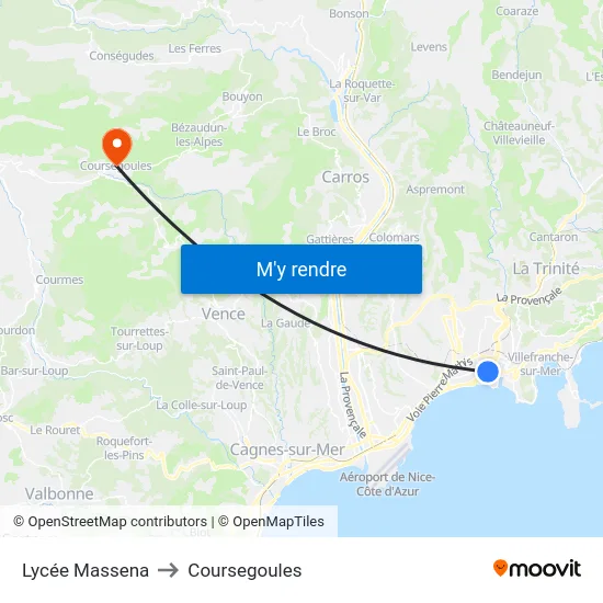 Lycée Massena to Coursegoules map