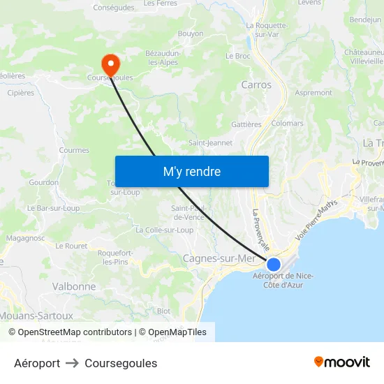 Aéroport to Coursegoules map