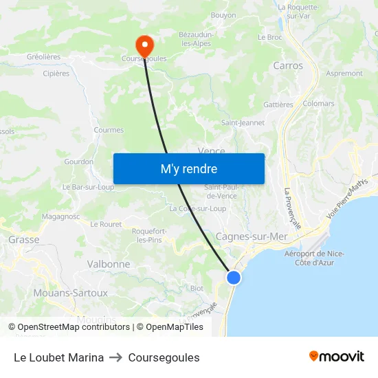 Le Loubet Marina to Coursegoules map