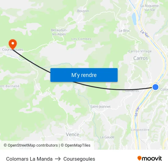 Colomars La Manda to Coursegoules map