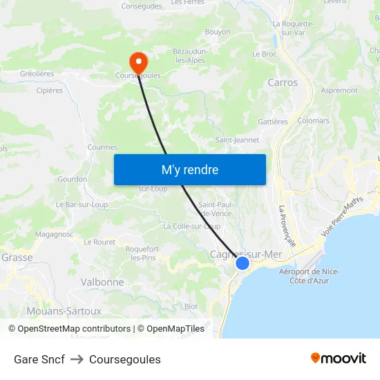 Gare Sncf to Coursegoules map