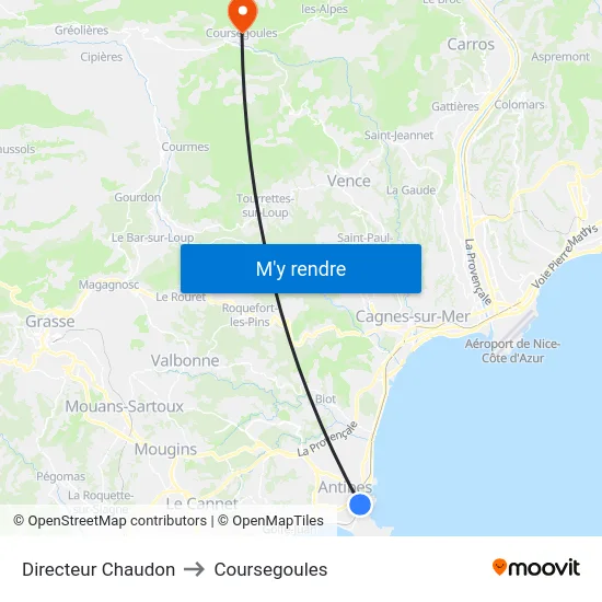 Directeur Chaudon to Coursegoules map