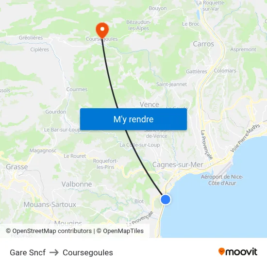 Gare Sncf to Coursegoules map