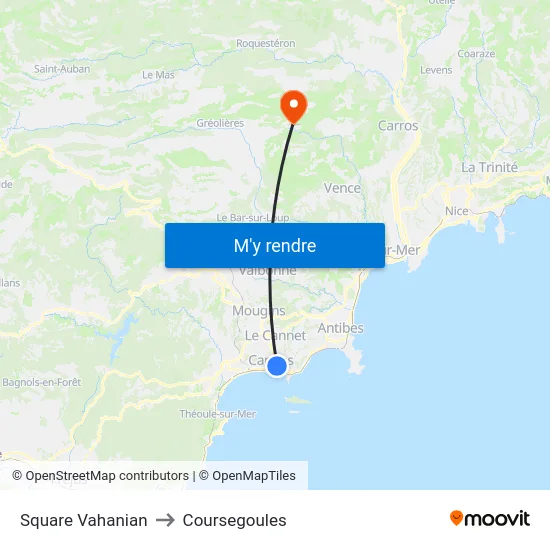 Square Vahanian to Coursegoules map