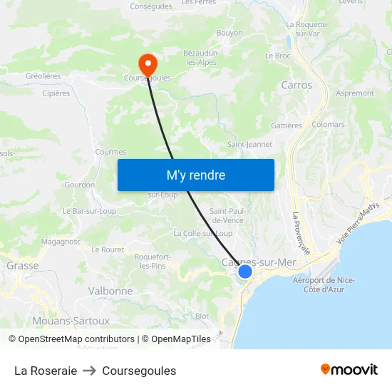 La Roseraie to Coursegoules map