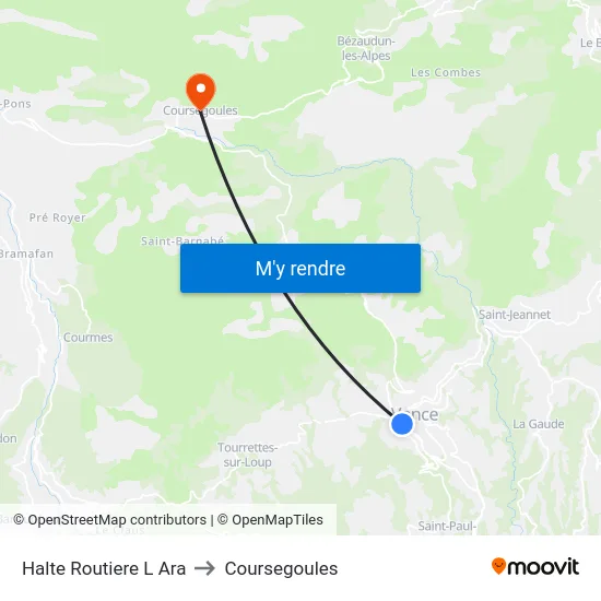 Halte Routiere L Ara to Coursegoules map