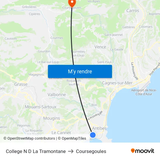 College N D La Tramontane to Coursegoules map