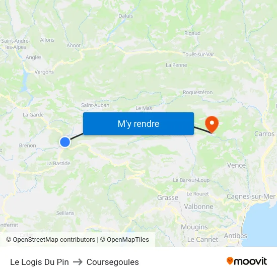 Le Logis Du Pin to Coursegoules map