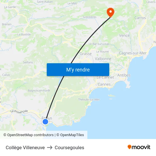 Collège Villeneuve to Coursegoules map