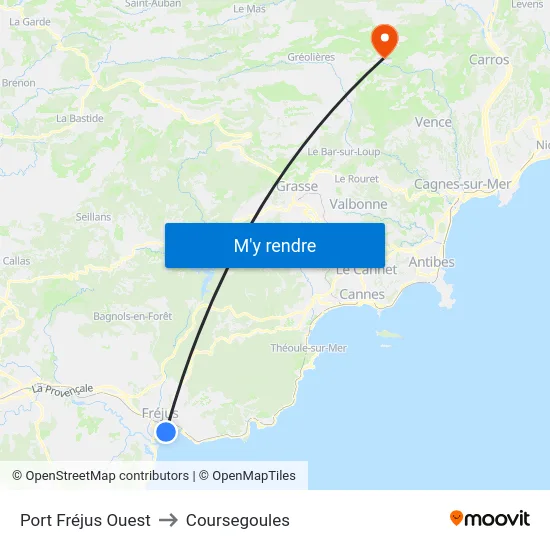 Port Fréjus Ouest to Coursegoules map