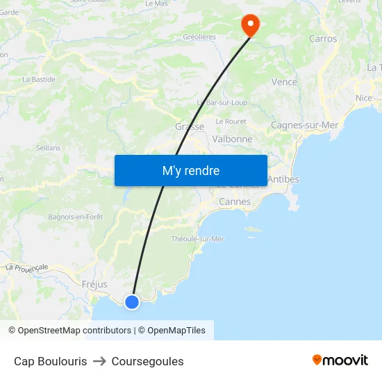 Cap Boulouris to Coursegoules map