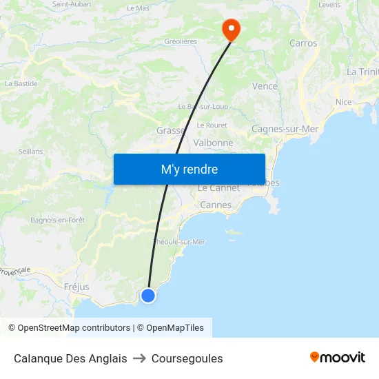 Calanque Des Anglais to Coursegoules map