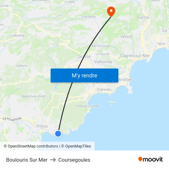 Boulouris Sur Mer to Coursegoules map