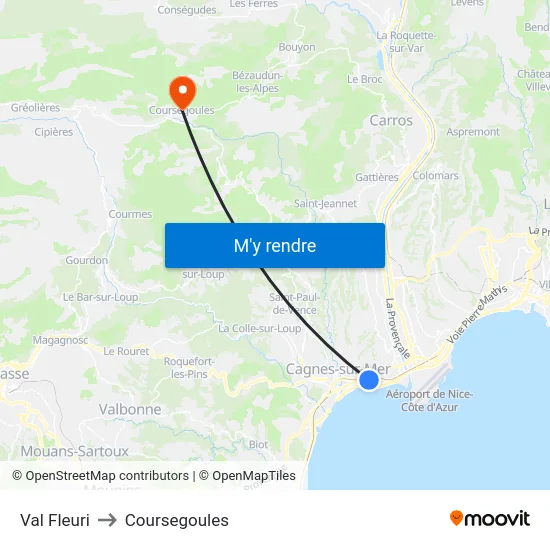 Val Fleuri to Coursegoules map