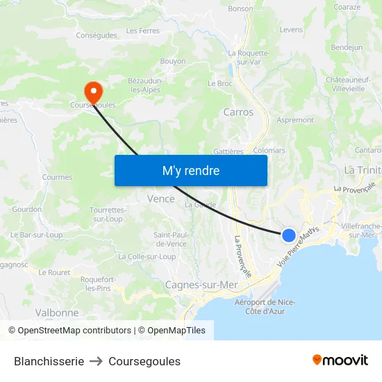 Blanchisserie to Coursegoules map