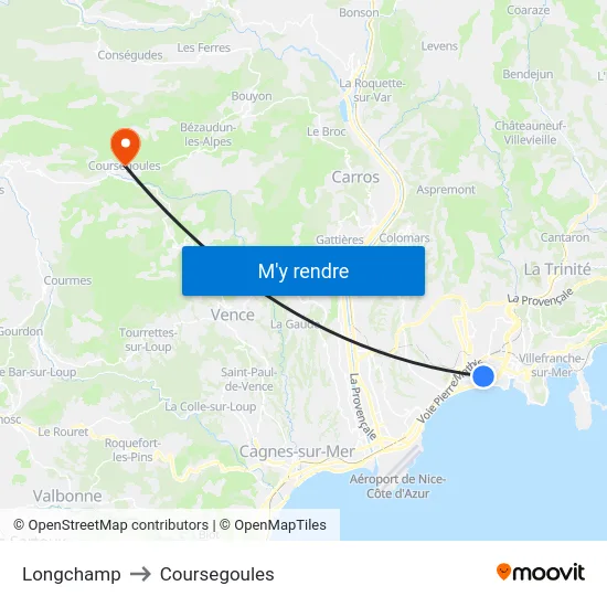 Longchamp to Coursegoules map