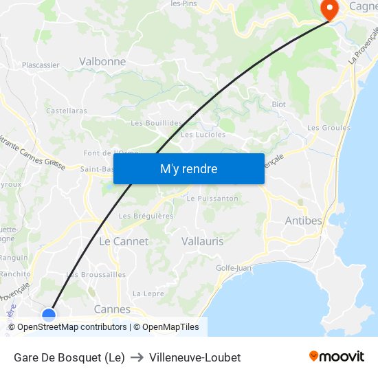 Gare De Bosquet (Le) to Villeneuve-Loubet map