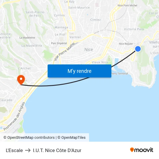 L'Escale to I.U.T. Nice Côte D'Azur map