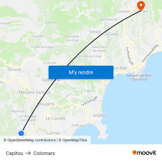 Capitou to Colomars map
