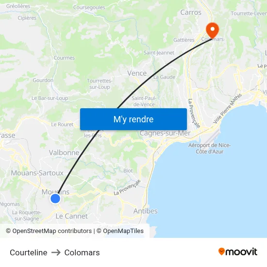 Courteline to Colomars map