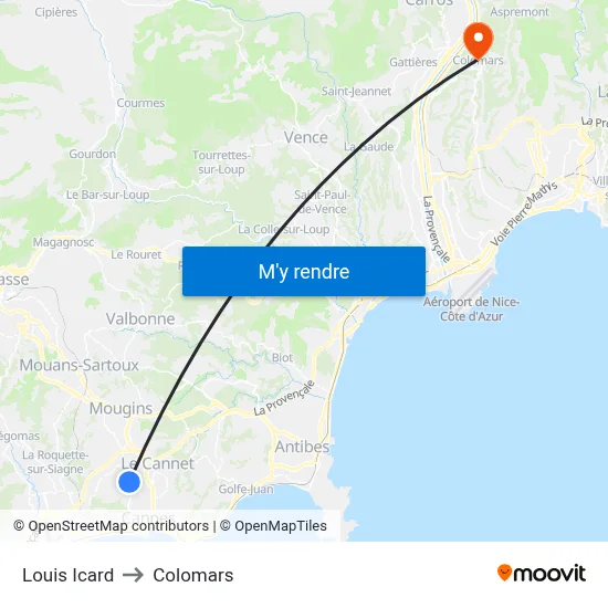 Louis Icard to Colomars map