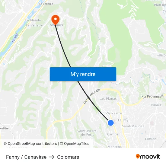 Fanny / Canavèse to Colomars map