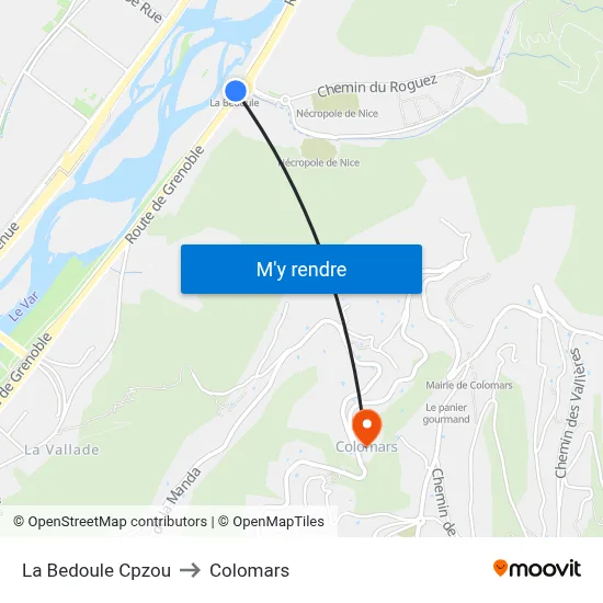 La Bedoule Cpzou to Colomars map