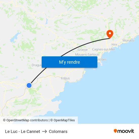 Le Luc - Le Cannet to Colomars map