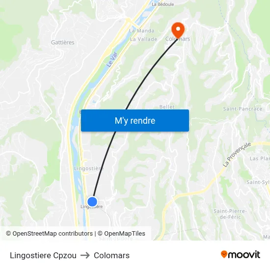 Lingostiere Cpzou to Colomars map