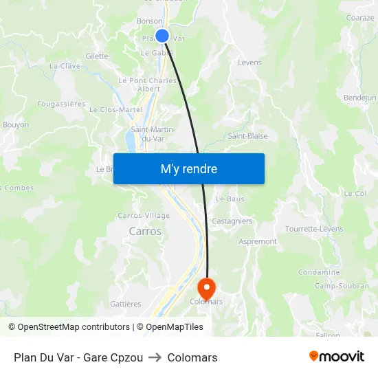 Plan Du Var - Gare Cpzou to Colomars map
