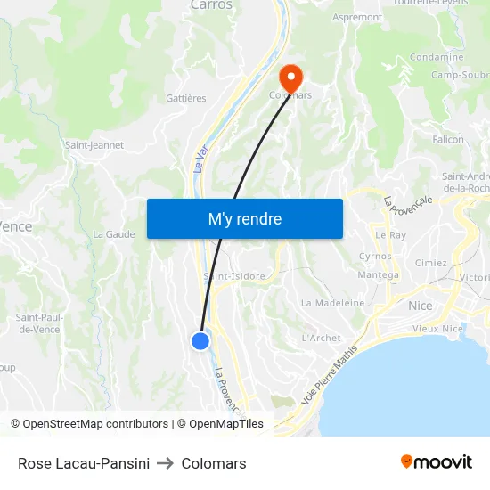 Rose Lacau-Pansini to Colomars map