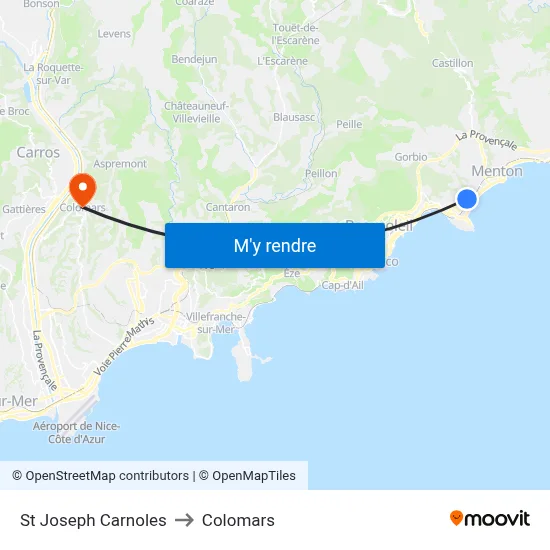 St Joseph Carnoles to Colomars map