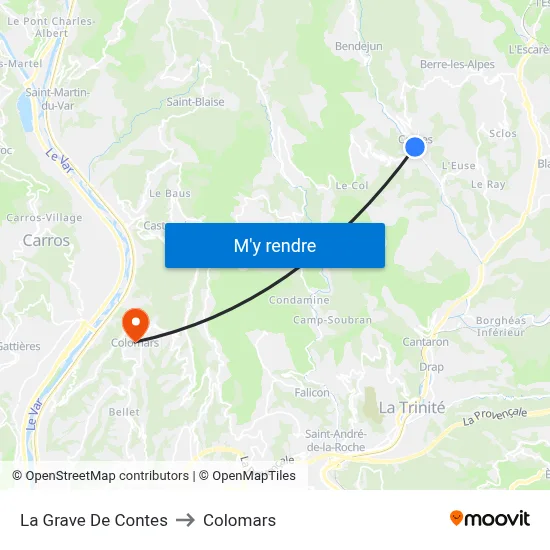 La Grave De Contes to Colomars map