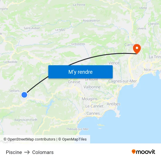 Piscine to Colomars map