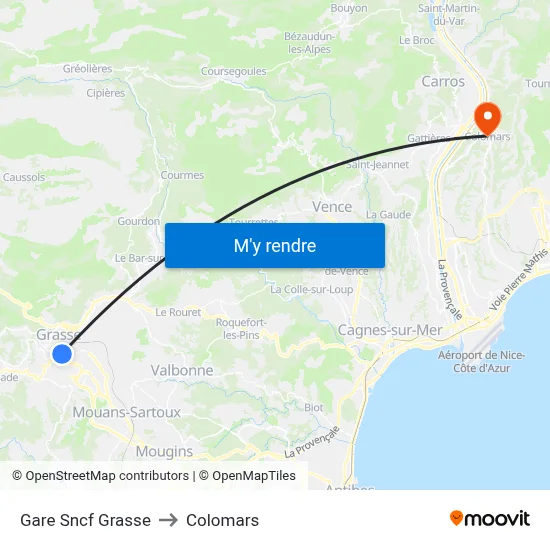 Gare Sncf Grasse to Colomars map