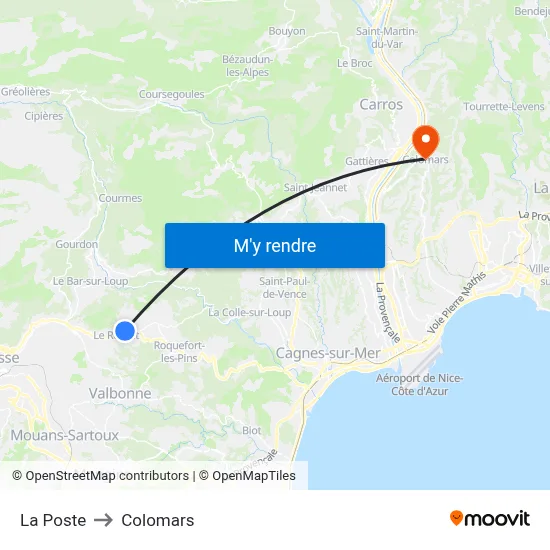 La Poste to Colomars map