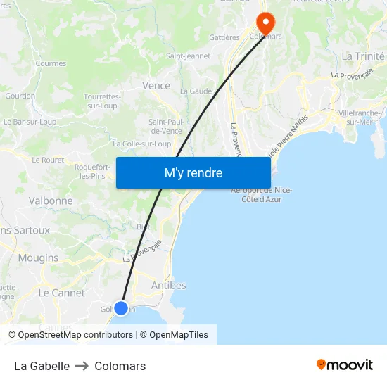 La Gabelle to Colomars map