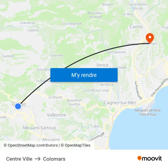 Centre Ville to Colomars map