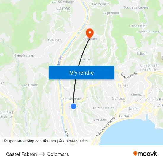 Castel Fabron to Colomars map