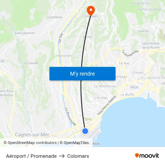 Aéroport / Promenade to Colomars map