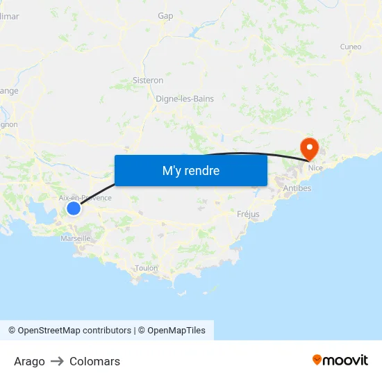 Arago to Colomars map