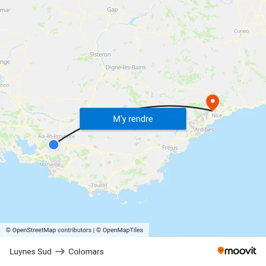 Luynes Sud to Colomars map