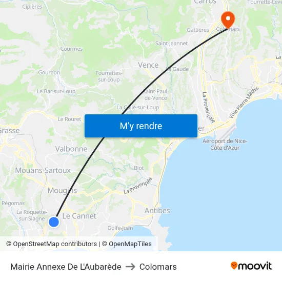 Mairie Annexe De L'Aubarède to Colomars map