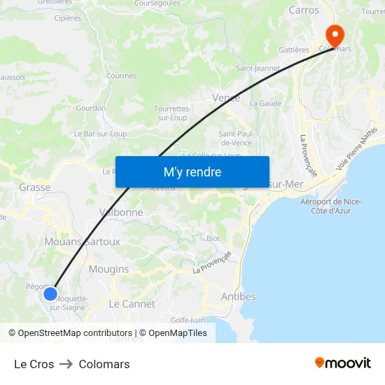 Le Cros to Colomars map