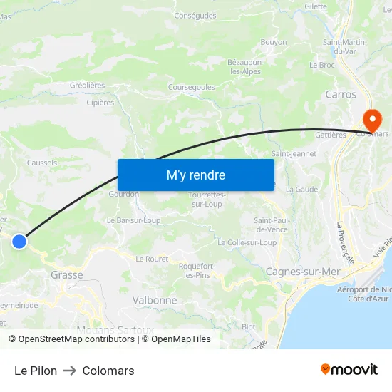 Le Pilon to Colomars map