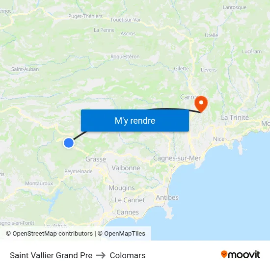 Saint Vallier Grand Pre to Colomars map