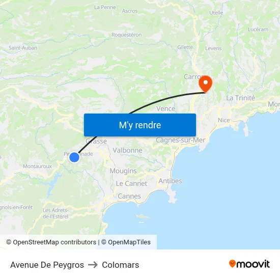 Avenue De Peygros to Colomars map