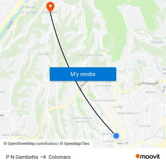 P N Gambetta to Colomars map