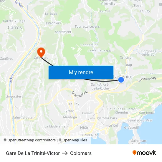Gare De La Trinité-Victor to Colomars map