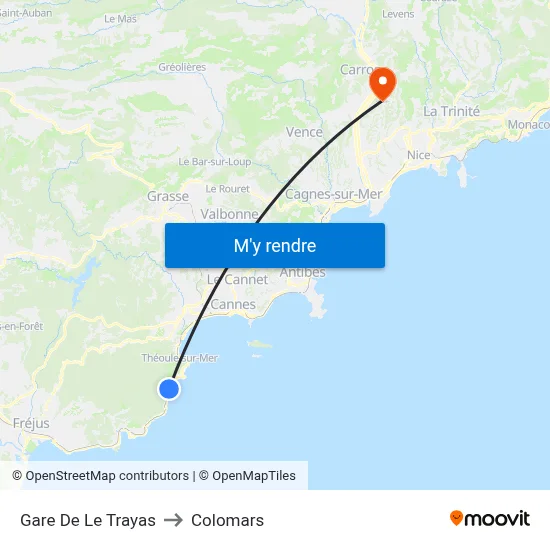 Gare De Le Trayas to Colomars map